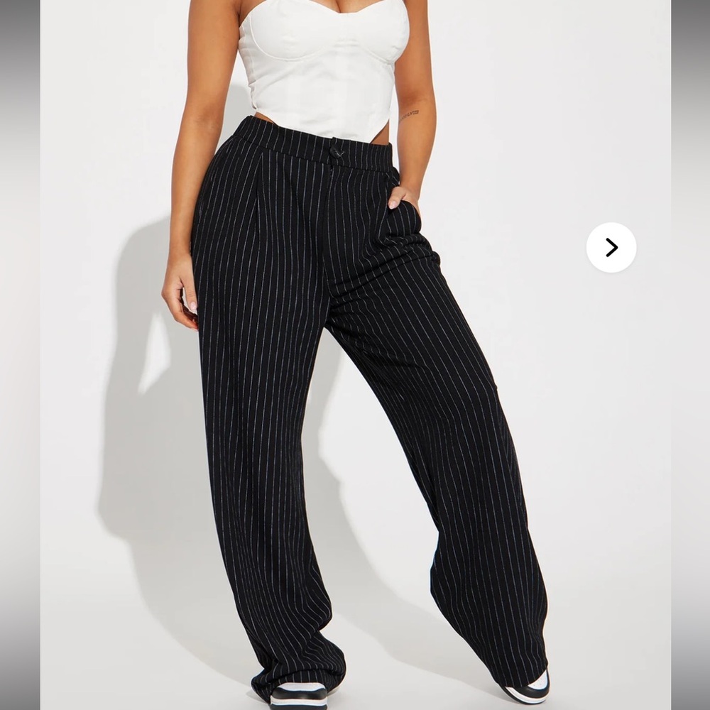 Fashion Nova Black Pinstripe Women's Trousers